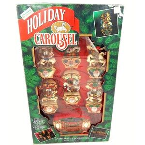 Mr Christmas Holiday Carousel 1992 6 Horses 21 Carols Musical Lights Vintage
